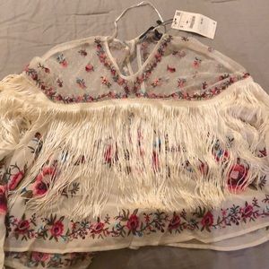 Zara Fringe Top Size Small NWT!